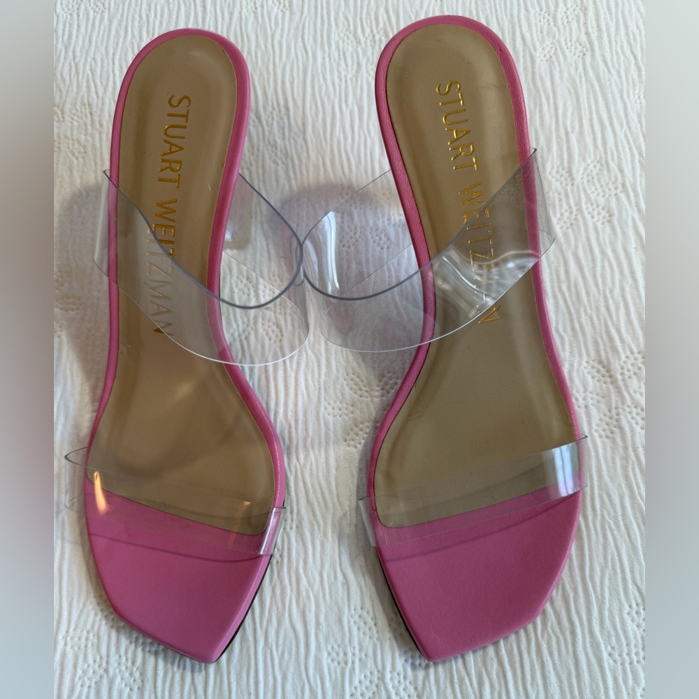 Stuart Weitzman Heels Shoes Sandals pink clear size 7.5 - Picture 3 of 12